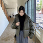 Women Winter PU Leather Short Stand Collar Puffer