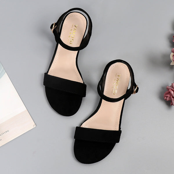 Women's Flat Black Plus Size 42 Roman Strap - Stuffs & Savers