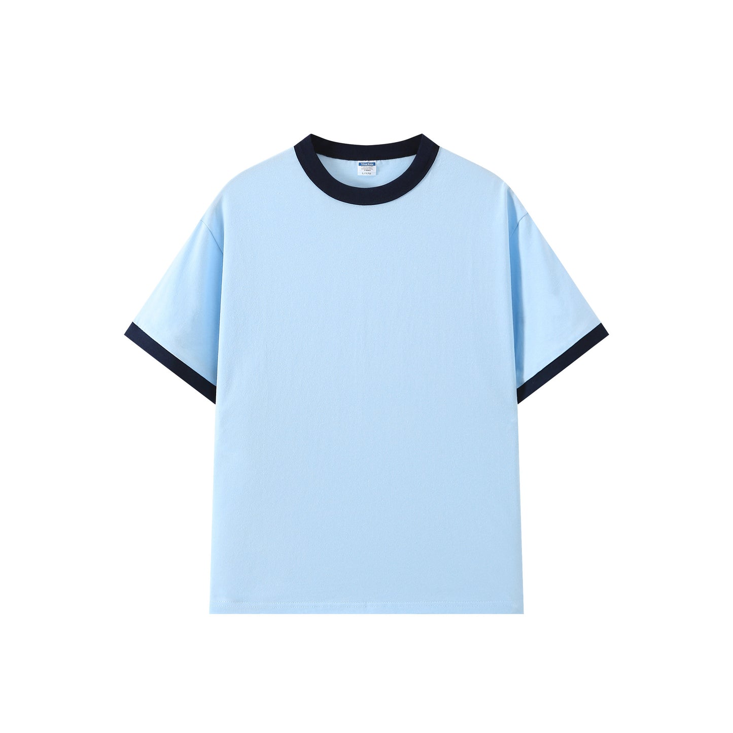 Contrast-color Short-sleeve Crew Neck Spliced Color
