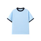 Contrast-color Short-sleeve Crew Neck Spliced Color