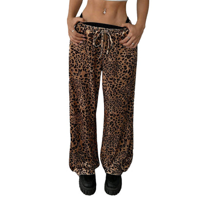 Women's Drooping Leopard Print Trousers