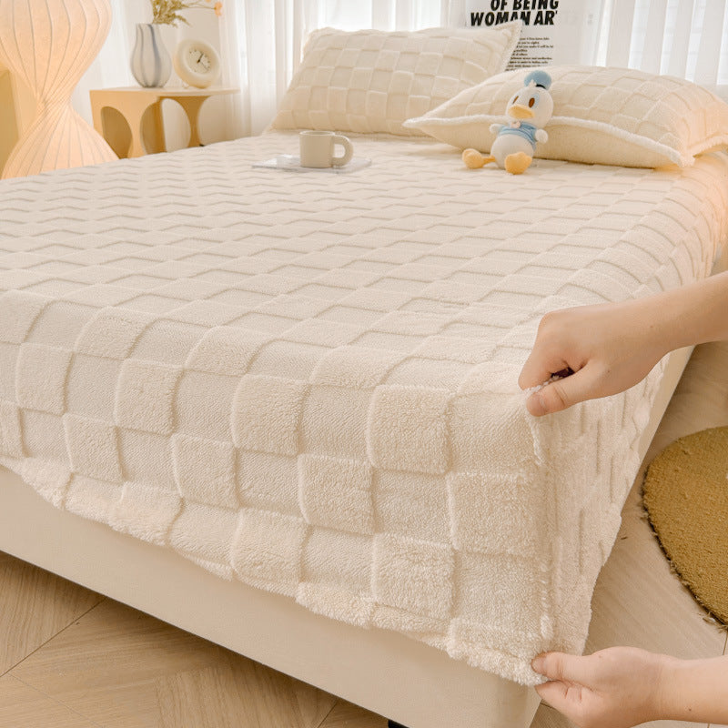 Milk Fiber Fitted Sheet Solid Color Tower Velvet Three-dimensional Carved