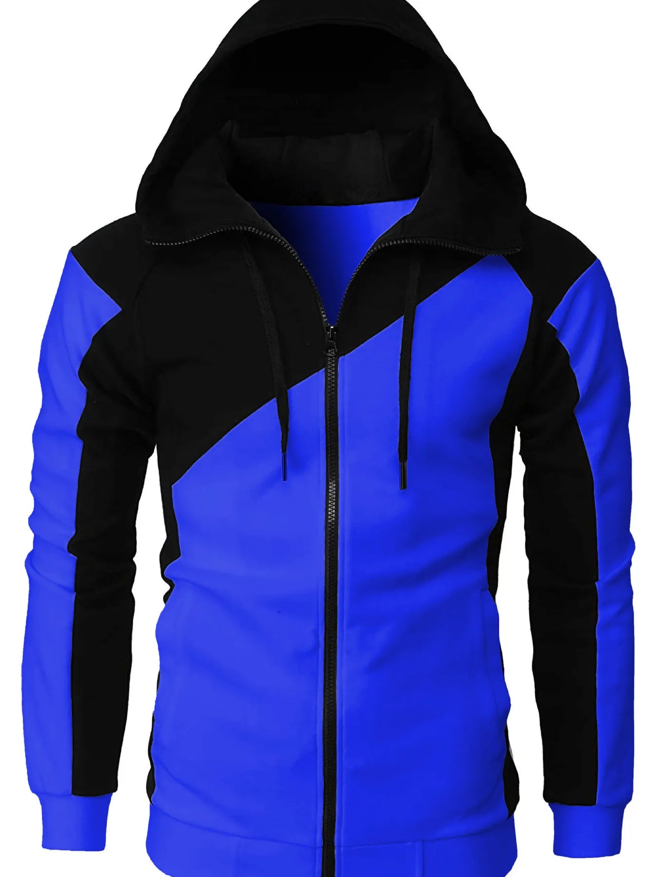Sweat à capuche zippé color block pour homme