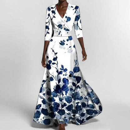 Womens Print Half-sleeve V-neck Dress