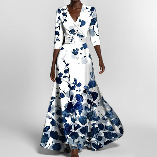 Womens Print Half-sleeve V-neck Dress