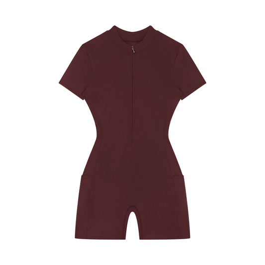 Women's Quarter-Zip Short Sleeve Romper