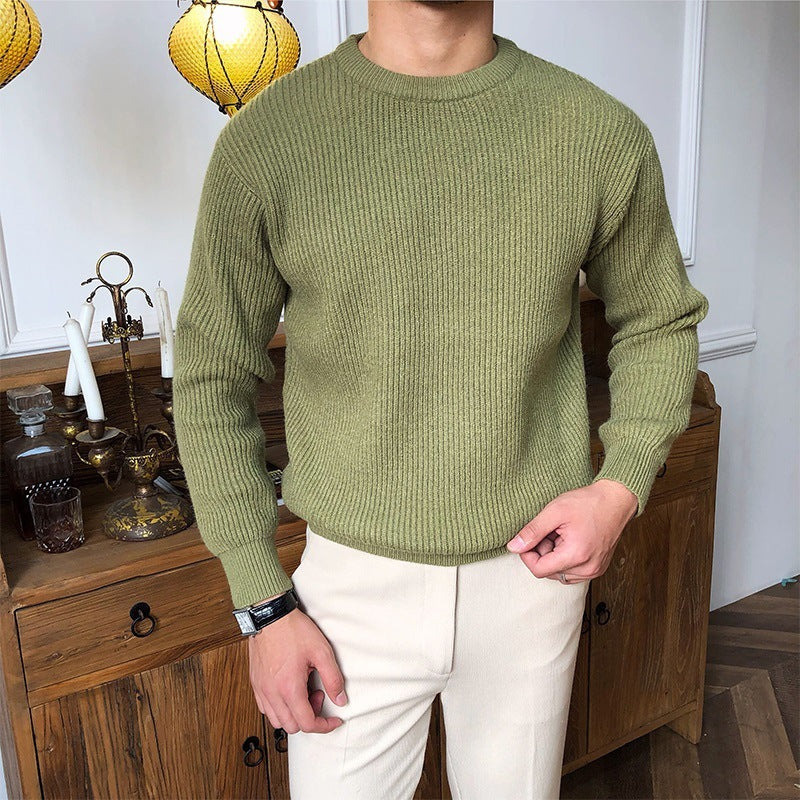 Mens Long Sleeve Casual Round Neck Sweater