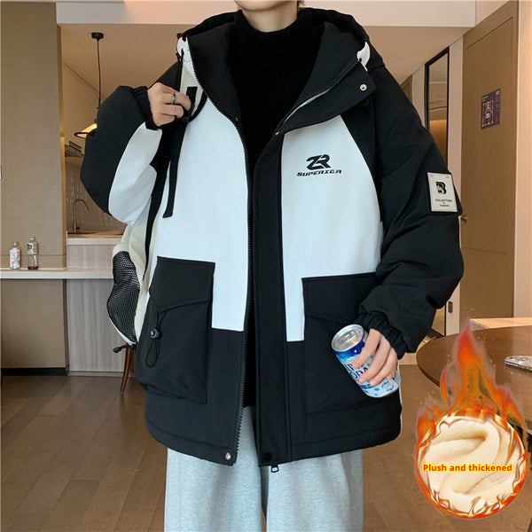 Veste à capuche doublée polaire épaisse pour homme