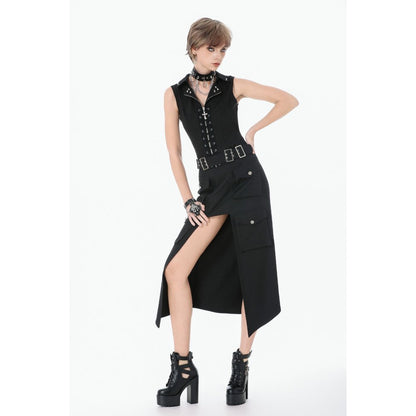 Dark in Love Gilet Corset Punk clouté à lacer
