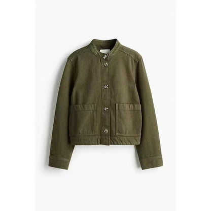 Womens Denim Stand Collar Jacket