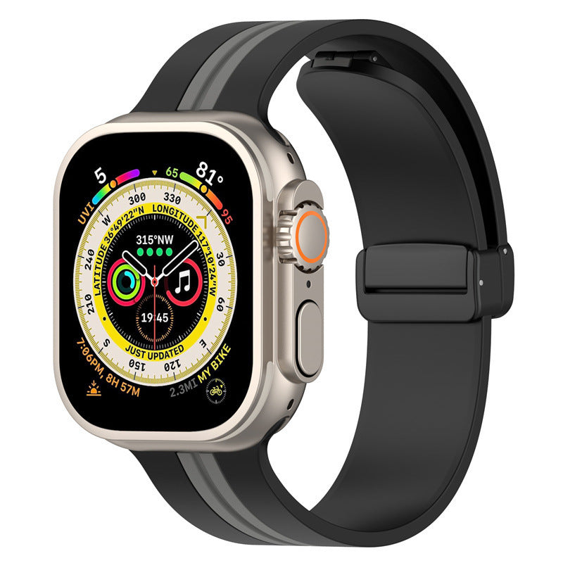 Magnetic Buckle Striped Two-tone