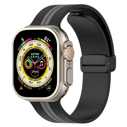 Magnetic Buckle Striped Two-tone