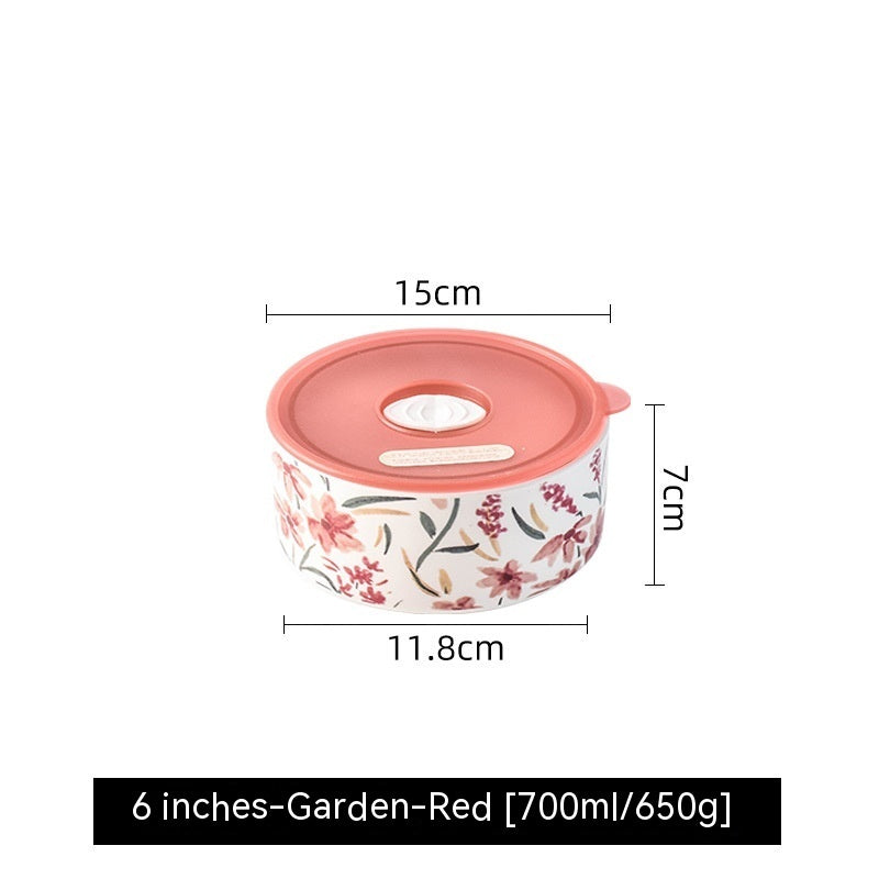 Portable box With Cover Ceramic Bowl