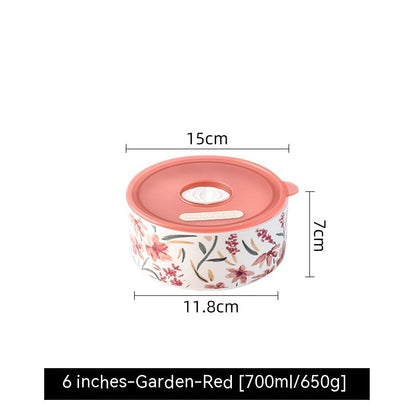 Portable box With Cover Ceramic Bowl