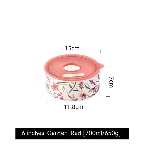 Portable box With Cover Ceramic Bowl