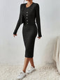 Front Button Cropped Top And Slim Fit Dress