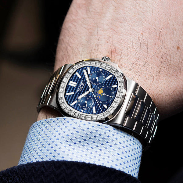 Men's Blue-Dial Square Watch