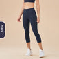 Women's Solid-Colored High-Waist Cropped Sports Fitness Pants