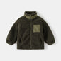 Fleece Stand Collar Stitching coat