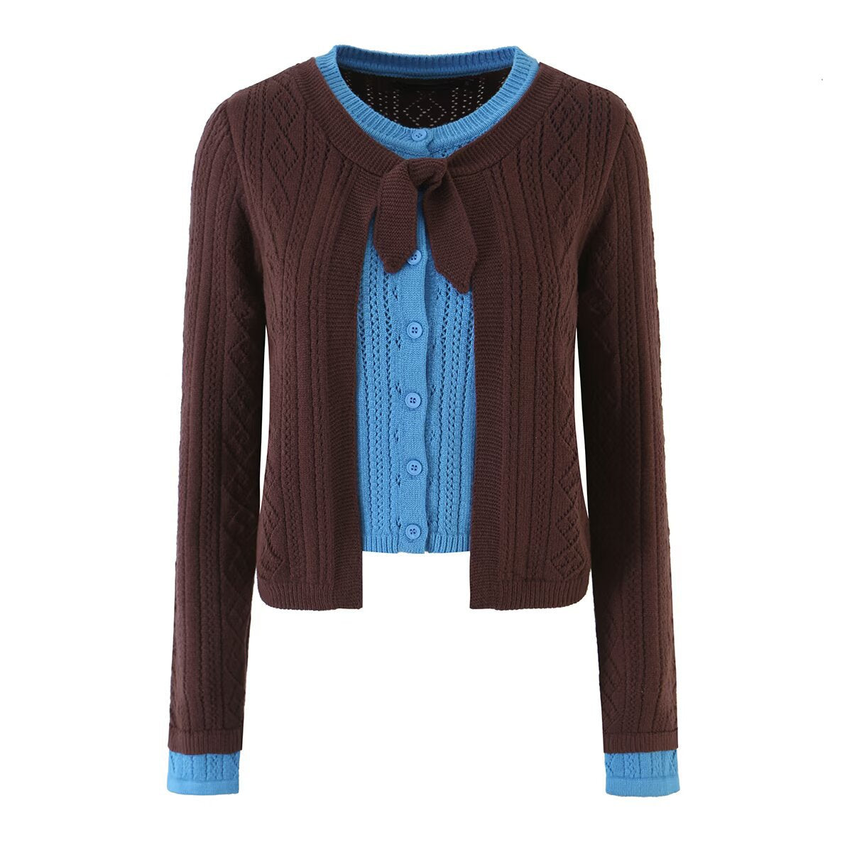 Women's Color-Block Argyle Cardigan Sweater