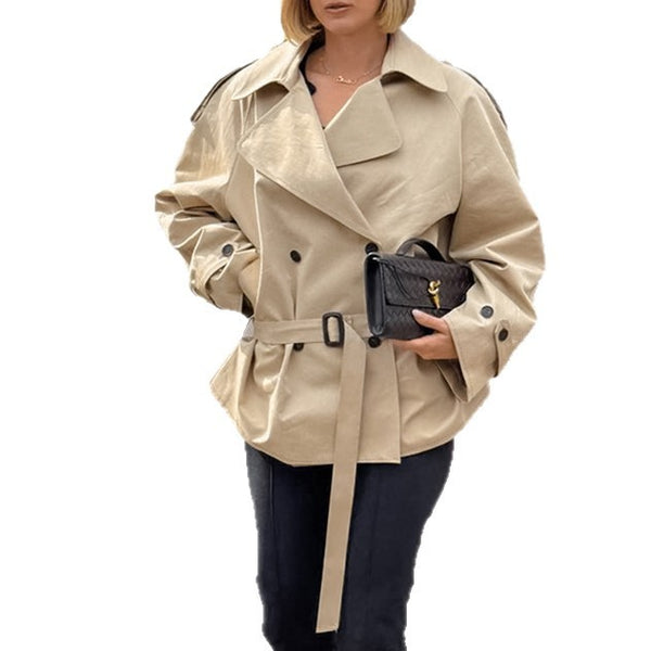 Women's Lace-Up Waist Trench Coat