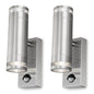 4lite Marinus GU10 Bi-Directional Outdoor Wall Light with PIR - Stainless Steel