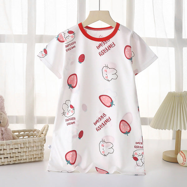 Chemise de nuit pour fille en pur coton, fine, d'été, pour la maison