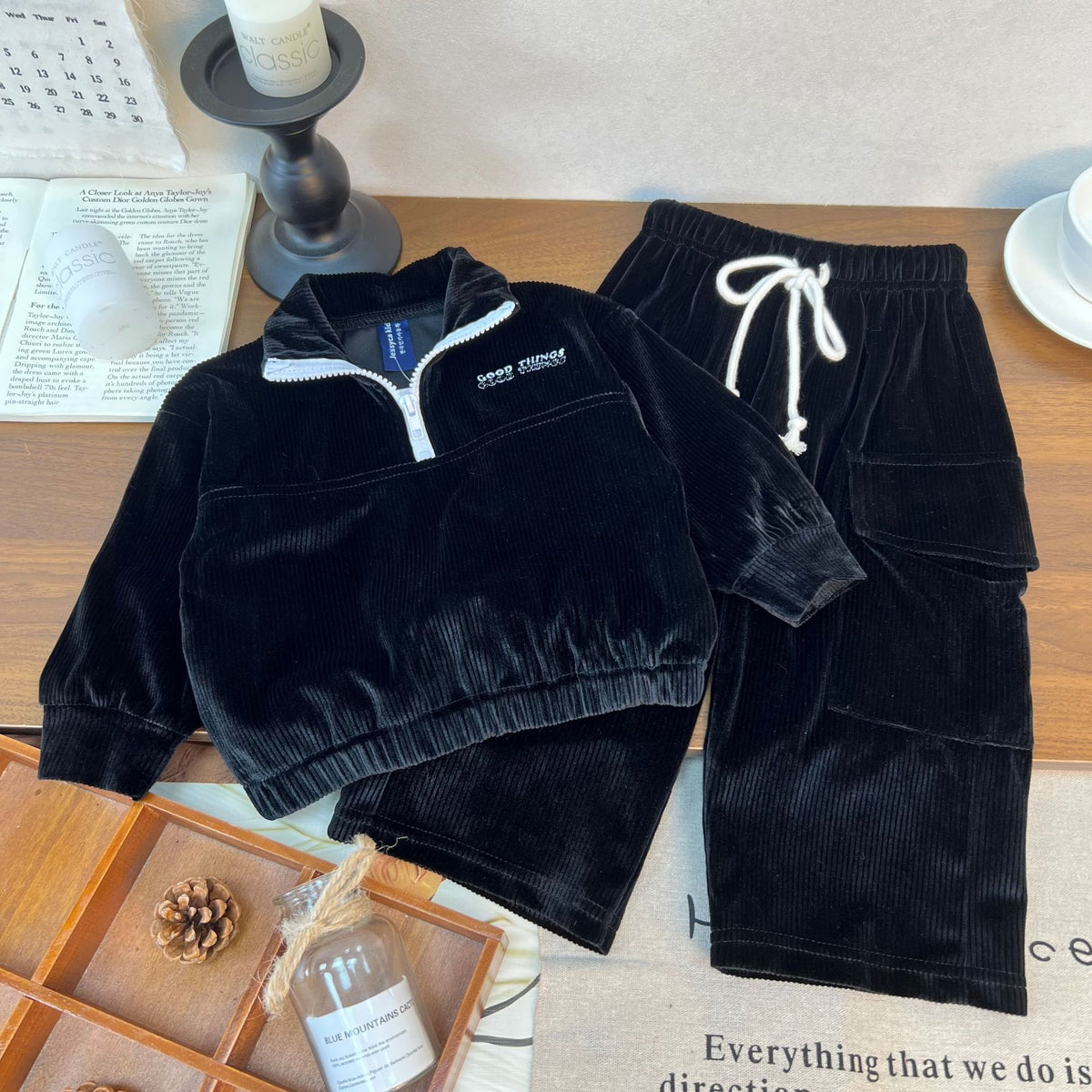 Versatile children's corduroy sweater children's set