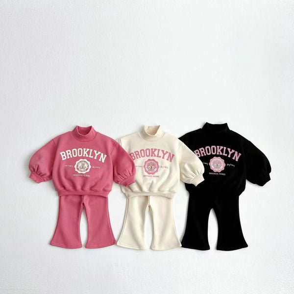 Kids' Letter-Print Hoodie & Flared Pants Set