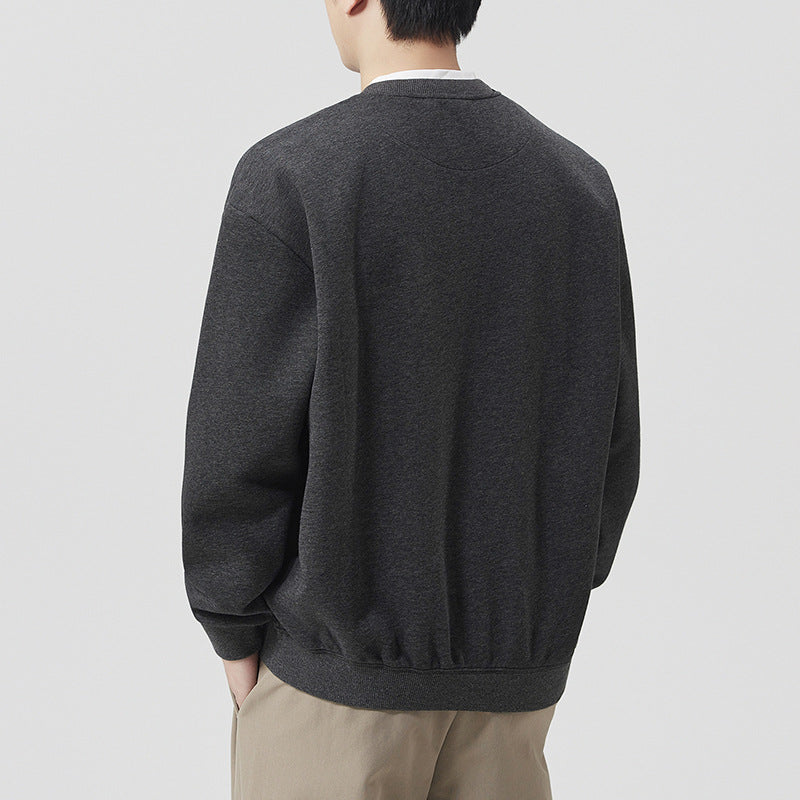 Henley Neck Men's Pullover Sweatshirt