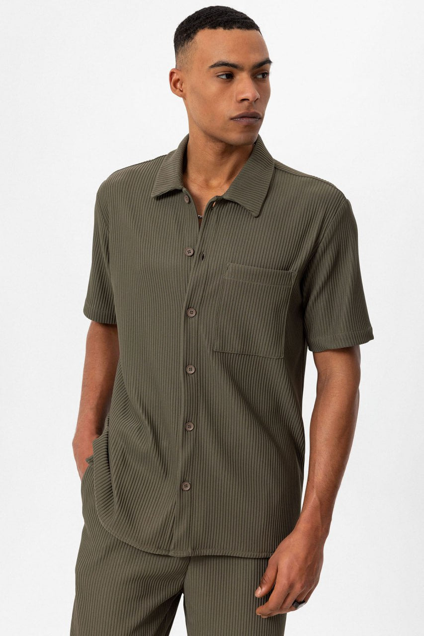 T-shirt côtelé à manches courtes pour homme