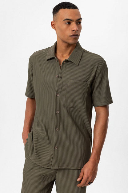 T-shirt côtelé à manches courtes pour homme