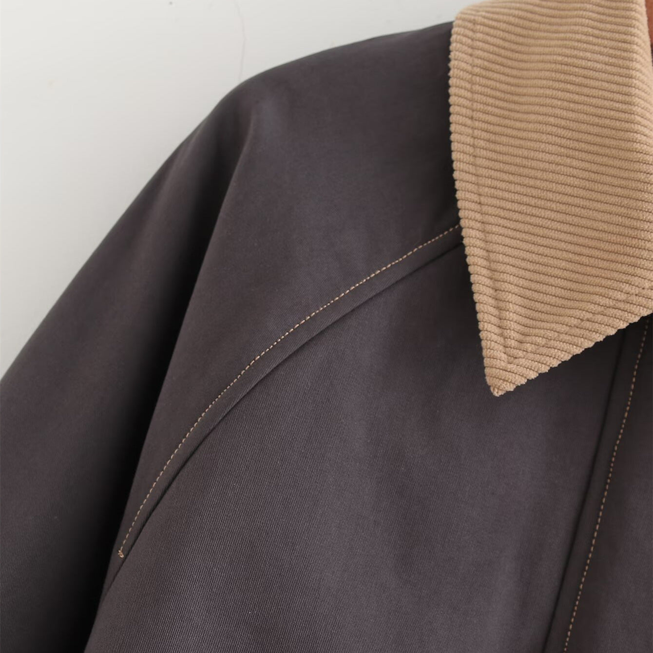 Splicing washed pocket embellishment thin jacket