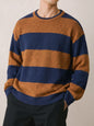 Striped contrasting round neck sweater