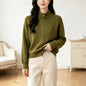 Solid color stand up collar sweater