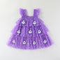 Girls' Halloween Flutter Sleeve Strapless Layered Dress, Ghost Pumpkin Style Holiday Formal Dress