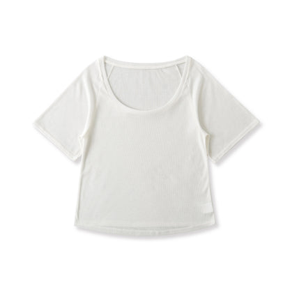 U-neck Mid-sleeve Loose T-shirt