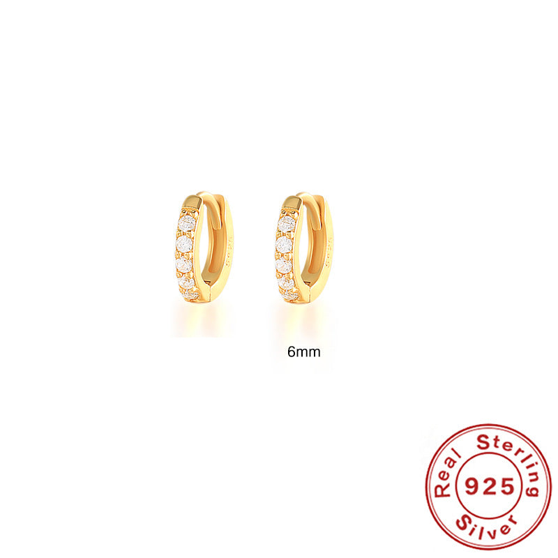 Earrings with Turquoise and Diamond Inlay 18K Gold Plated Stud