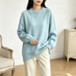 Solid color lace long sleeved pullover sweater