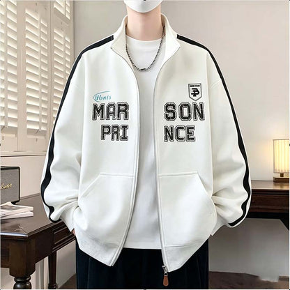 Men's Trendy Long Sleeve Lapel Hooded Loose Fit Sweatshirt Jacket
