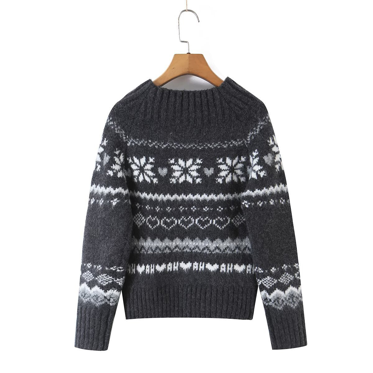 Minimalist Fair Isle Long Sleeve Crew Neck Pullover Sweater