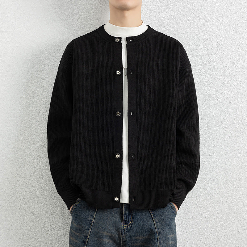 Men's Round Neck Cardigan Sweater