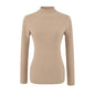 Women's Slim Fit Long Sleeve Mock Neck Seamless Wool Blend Knit Top