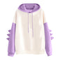 Cartoon dinosaur contrasting Korean version hoodies