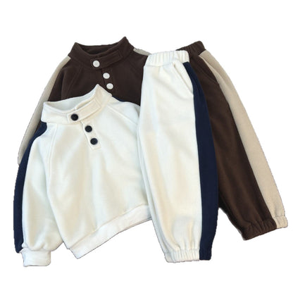 Splicing side strip casual two-piece set