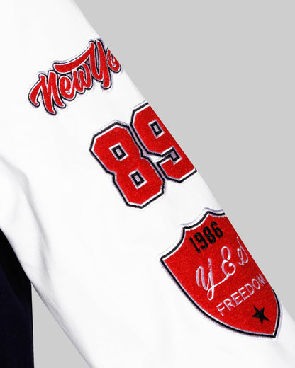 Blouson aviateur de baseball à manches contrastantes