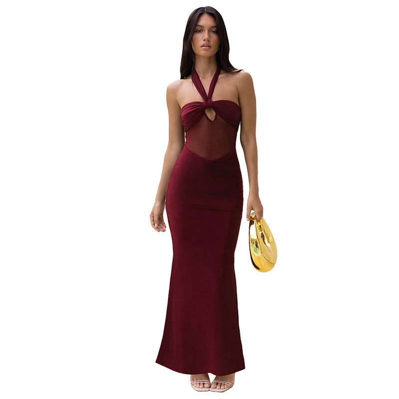 Women's Clothing Halter Backless Tulle Dress