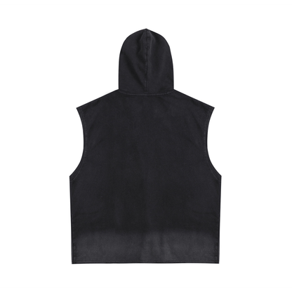 Waran Vintage Washed Zip-Up Hooded Tank Top 240GSM
