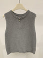 Sleeveless Knitted Outerwear Fashionable Ribbed Vest For Women