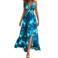 Floral Print Backless Side-Slit Dress